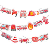 Fire Truck Party Banners 3Pcs Firefighter Firetruck Theme Birthday Party Banners For Fireman Birthday Party Resuce Events Baby Shower Supplies