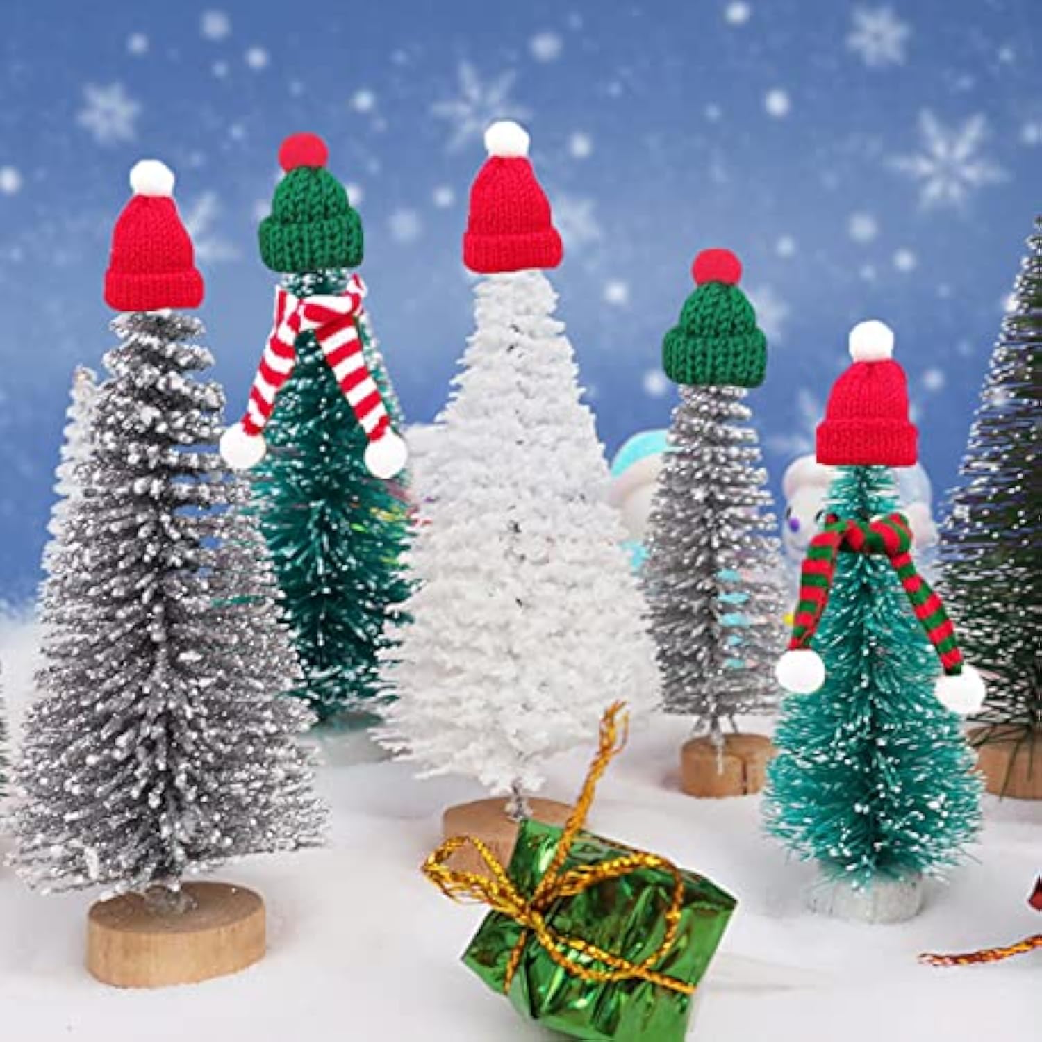 20 Pcs Mini Christmas Hat Scarf Xmas Knit Santa Hats Knitting Doll Caps Candy Covers Christmas Tree Ornaments Decorations For Cup Wine Bottle Dinner Table Diy Art Craft Crafting Party Supplies Favors