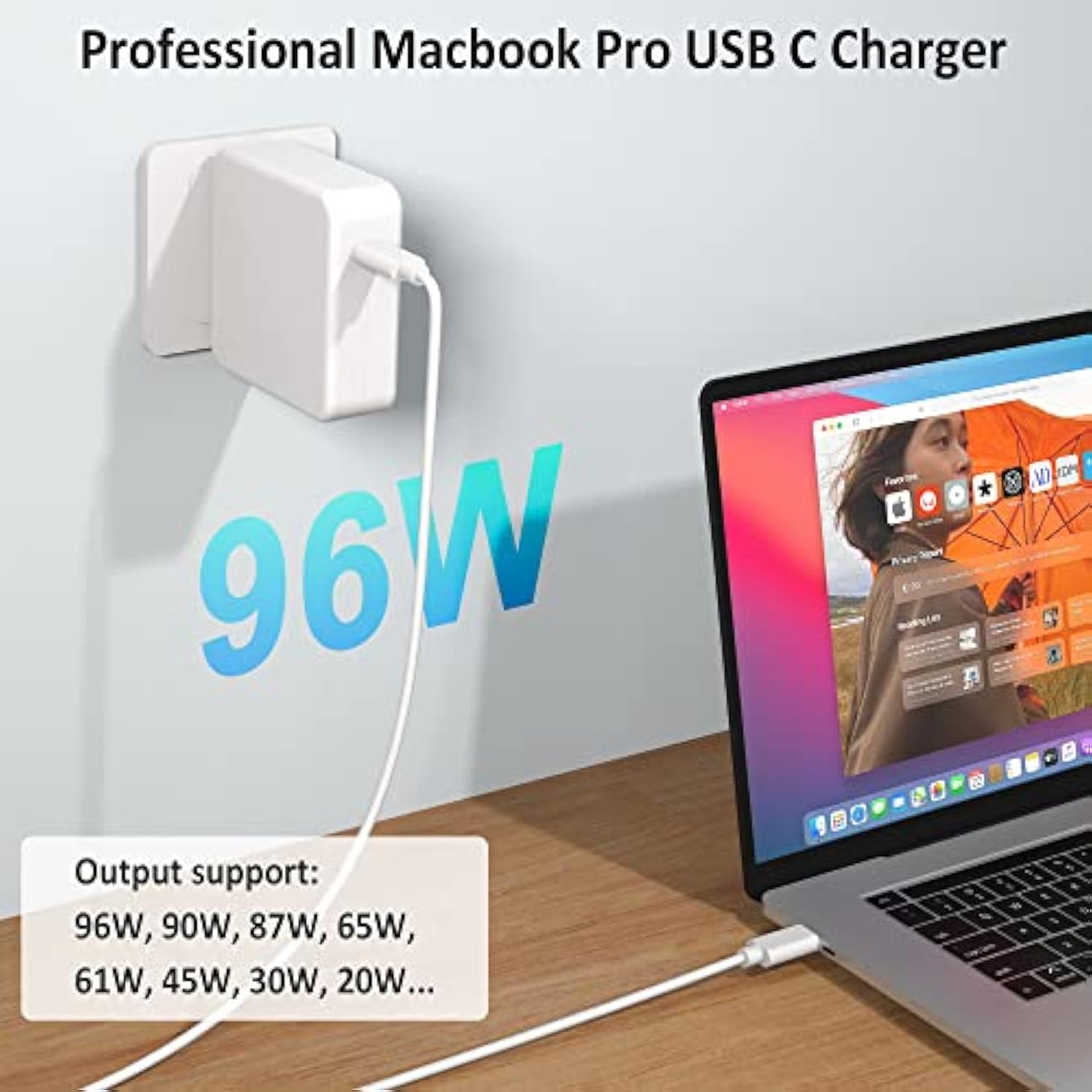 Mac Book Pro Charger,96W Usb C Fast Laptop Charger Power Adapter For Macbook P