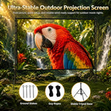 Outdoor Projector Screen With Stand, 120 Inch Portable Movie Screen - 16:9 4K Hd Foldable Anti-Crease Projection Screen With Carry Bag For Movie Nights, Camping And Parties Support Double Sided