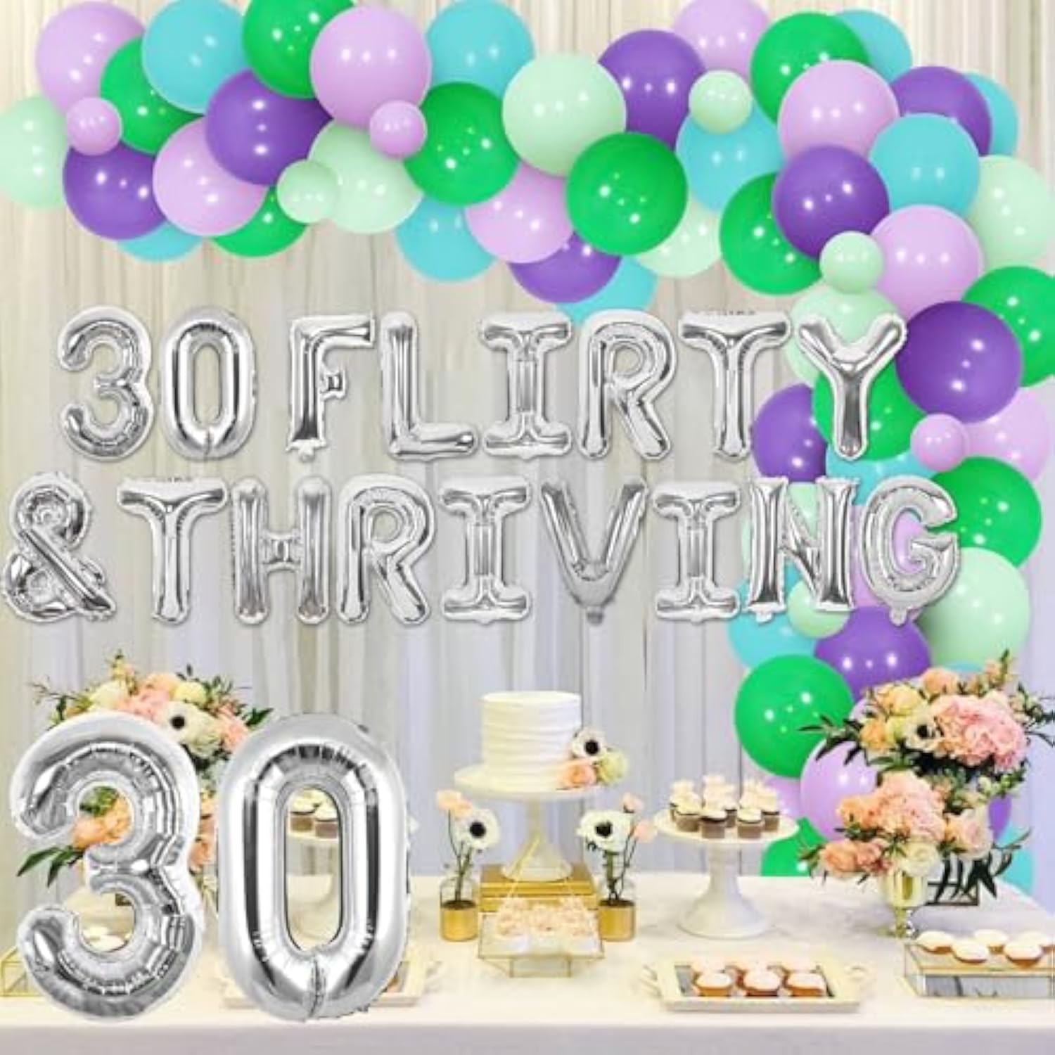 30 Flirty And Thriving Birthday Decoration 30 Flirty & Thriving Balloon Banner 30Th Balloon Garland Kit Flirty Thirty Birthday Decors Dirty Happy 30Th Birthday Supplies