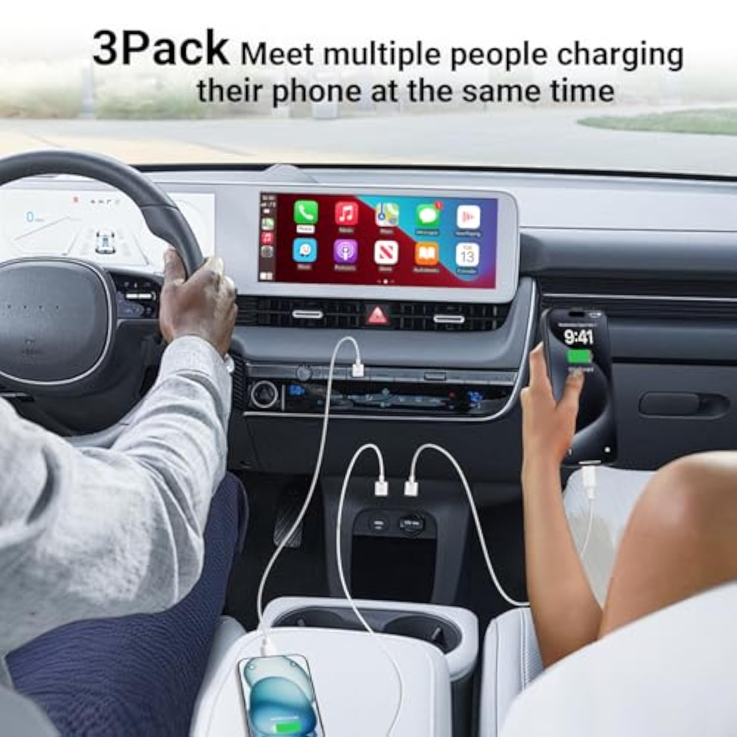 3 Pack Car Carplay Cable For Iphone 16 15 Pro Max 15 Plus,3Ft Usb To Usb C Cable For Car Charger Adapter, Carplay Usb C Cord Accessories Charging For Ipad 10Th Gen/Ipad Pro Air 5Th-White