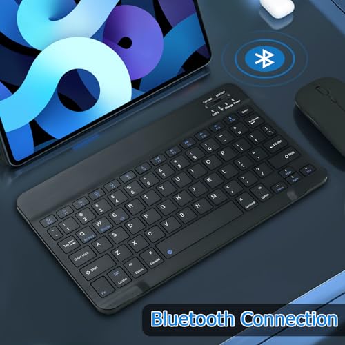 Bluetooth Keyboard For Ipad, Rechargeable Slim Portable Wireless Keyboard For Ipad Tablets, Compatible For All Ios/Windows/Android System Devices-Black