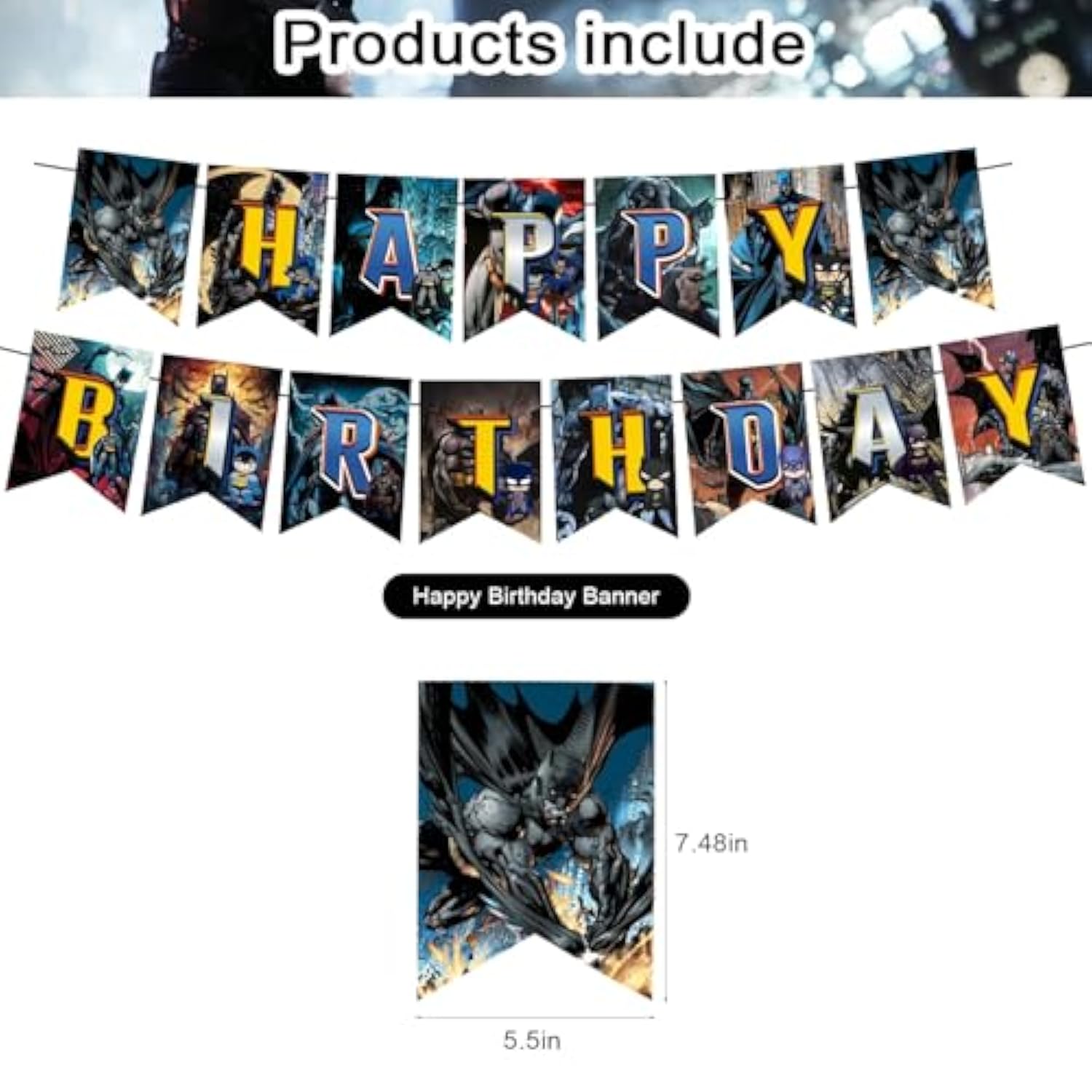 Party Decorations,Birthday Supplies Includes Banner Cake Topper 12 Cupcake Toppers 18 Balloons For Bat Hero Party Decorations