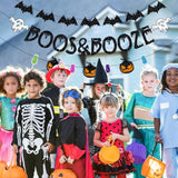 Pre Strung Boos and Booze Banner Halloween Party Decorations with Ghost Bat Witches