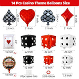 14pcs Casino Balloons Set with Dice & Poker Cards for Game Night Party Decor