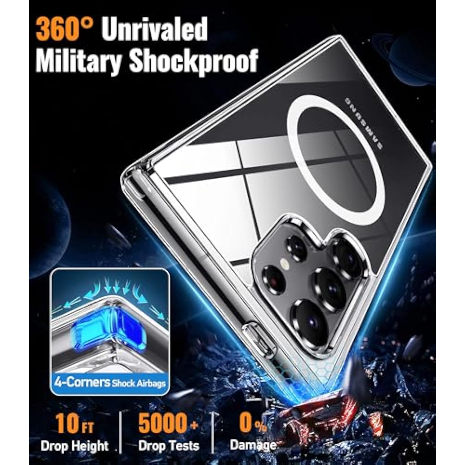 Clear Magnetic Case for Samsung Galaxy S25 Ultra, MagSafe, Shockproof, Slim