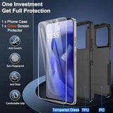 For Motorola Moto G Power 5G 2025 Case With Glass Screen Protector, 15Ft Military-Grade Drop Protection, Dual Layer Full Body Shockproof Phone Case, Black