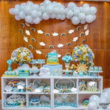 , Hanging Rainbow Cloud Garland - 10 Feet, Pack Of 6, Pre-Assembled | Clouds Garland For Rainbow Party Decorations | Happy Birthday Decoration | Classroom Decor