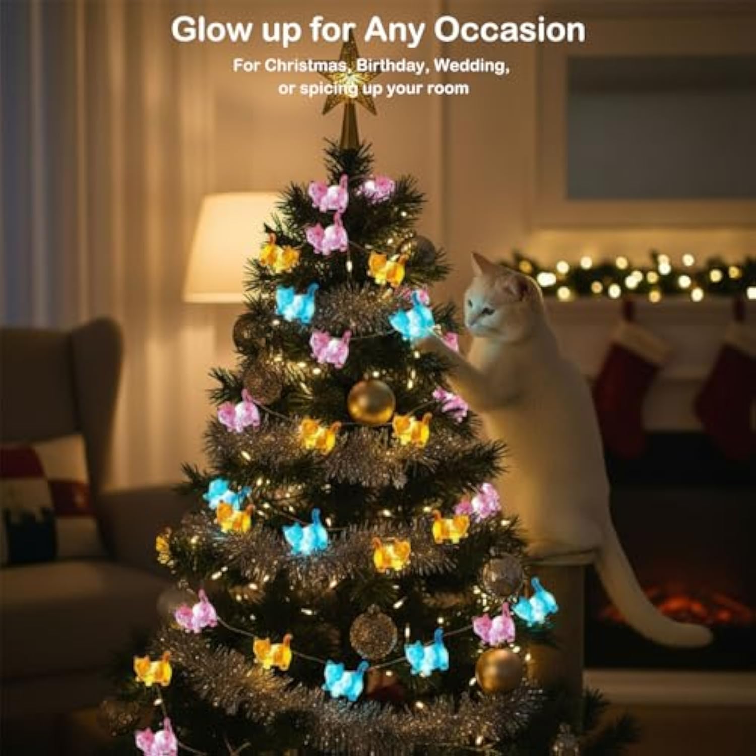 30 Led Cat String Lights 10Ft Battery Powered Kitty Fairy Lights For Bedroom, Party, Christmas Decor