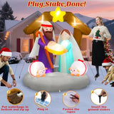 6Ft Tall Christmas Inflatables Nativity Scene Outdoor Decorations, Built-In Led Lights Funny Inflatable The Birth Of Jes