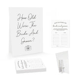 Minimalist How Old Were The Bride And Groom Game, Guessing The Age Photo Game, Bridal Shower Wedding Shower Games (1 Sign And 30 Cards)-Bng01
