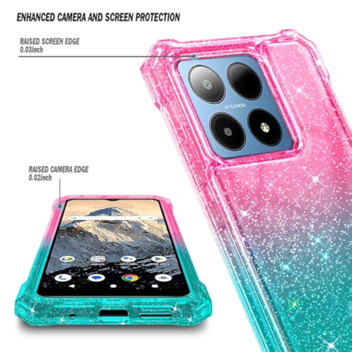 Boost Summit 5G Case with Tempered Glass Full-Body Shockproof Cover Pink/Aqua