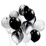 50 Pcs 12 Inches Black And White Balloons, Black Marble Balloons, Tie Dye Swirl Balloon, New Years Eve Decorations, Birthday Party Decorations, Black And White Party Supplies