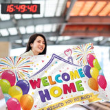 Welcome Home Banner: 5x3 ft White Polyester Sign, Double-Stitched