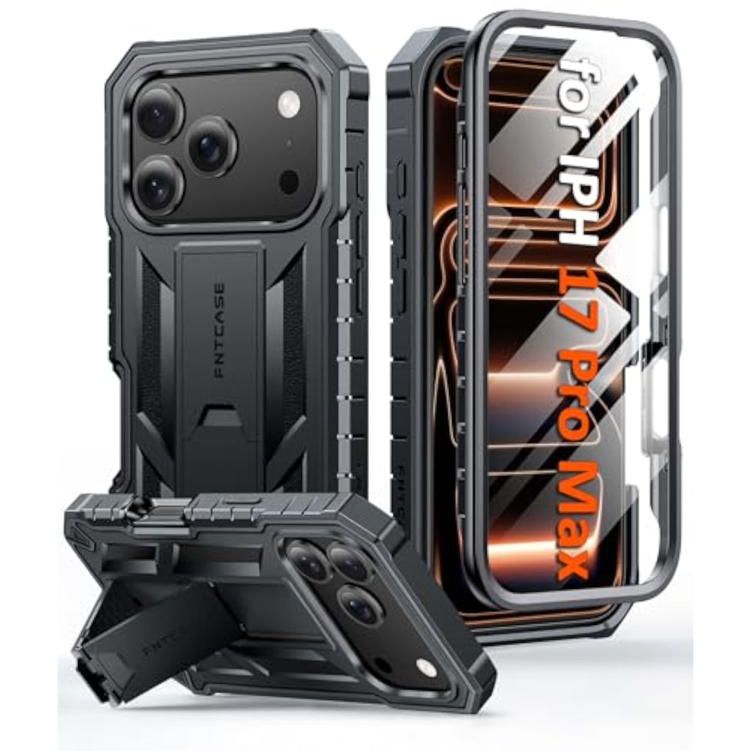 iPhone 17 Pro Max Premium Case with Built-in Screen Protector Kickstand