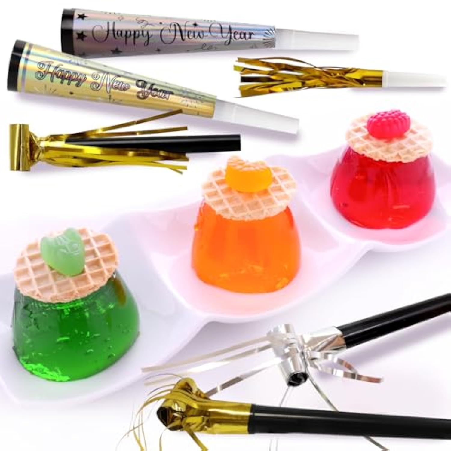 50 Pc 2026 Happy New Year Noise Makers Colorful Party Favor Set