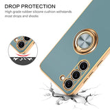 For Samsung Galaxy S23 Case, 360° Ring Holder Kickstand Support Car Mount Elegant Plating Edge Slim Shockproof Soft Tpu Protective Phone Cover For Samsung Galaxy S23 6.1" 2023, Gary Green