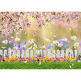 7X5Ft Spring Backdrop Pink Flower Garden Photography Backdrop Easter Decor Banner Kids Children Birthday Banner X-211