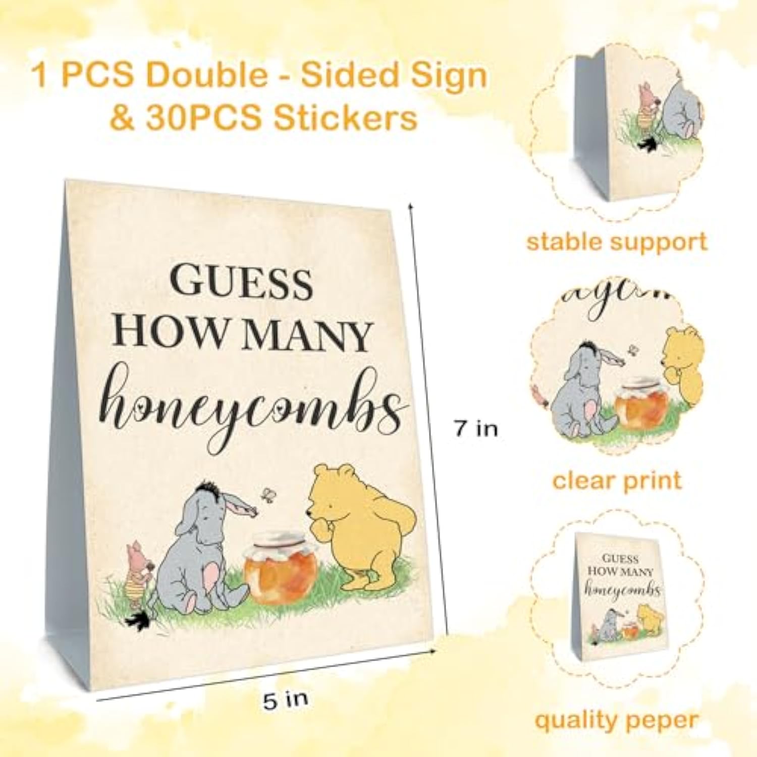 Winnie The Pooh Baby Shower Decorations-Baby Shower Games-Baby Shwoer Party Decor-Baby Shower Table Sign Centerpieces-Baby Shower Games Pooh Birthday Supplies Party Decorations
