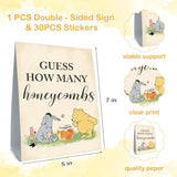 Winnie The Pooh Baby Shower Decorations-Baby Shower Games-Baby Shwoer Party Decor-Baby Shower Table Sign Centerpieces-Baby Shower Games Pooh Birthday Supplies Party Decorations