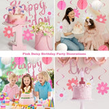 Birthday Decorations, No Diy, Pre-Strung Happy Birthday Banner With Honeycomb Balls, Hanging Swirls, Circle Dots Garland, Happy Birthday Party Decorations For Women Men Boys Girls (Pink)