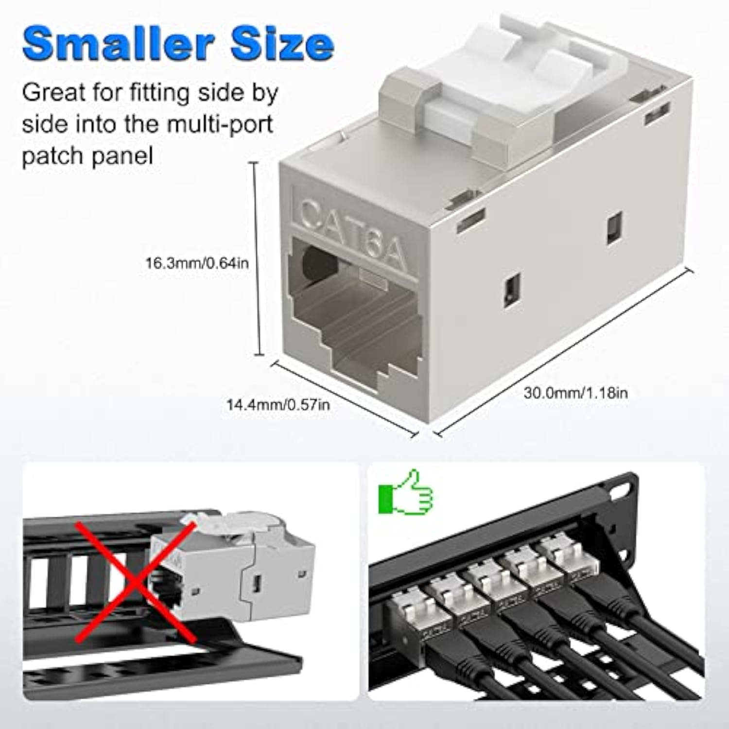 Cat6A Rj45 Keystone Coupler Shielded, 10-Pack Keystone Jack Inline Coupler Fem