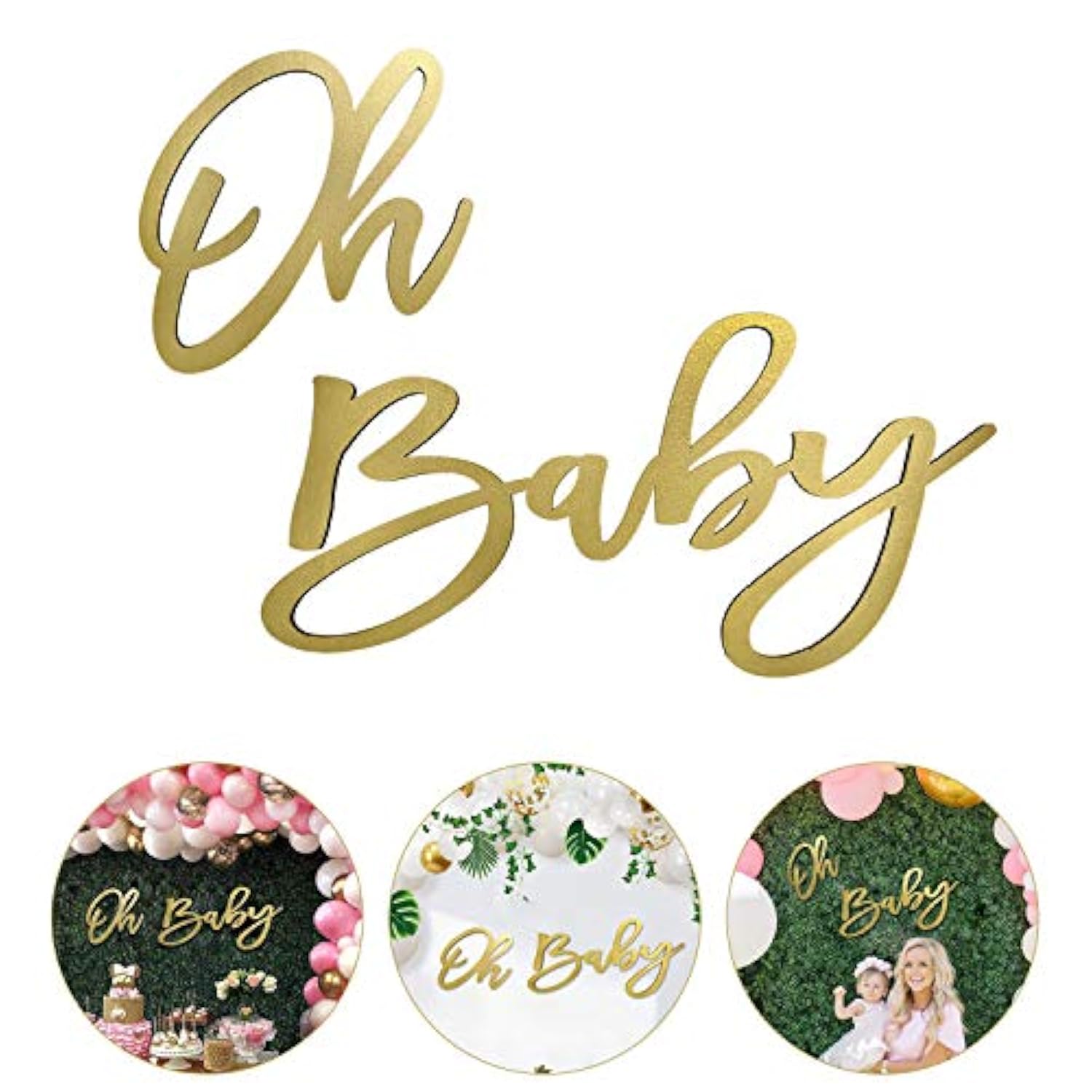Wooden Baby Shower Sign: Gold Painted "Oh Baby" Banner