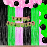 3 Pack Pink Black Green Foil Fringe Curtains Halloween Backdrop Streamers Party Decor