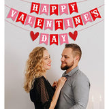 Happy Valentine'S Day Banner Red Pink Valentine'S Day Bunting Banner With Glitter Heart Signs Valentines Day Paper Garland For Home Wall Valentines Party Decorations Supplies