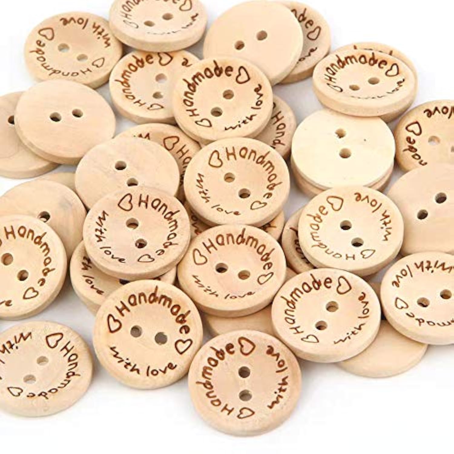 200Pcs 1 Inch Wooden Craft Buttons 25Mm Wood Buttons For Crafts 2 Hole