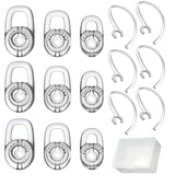Replacement Earbuds Ear Tips, Ear Hook Loops, For Plantronics M155 M165 M1100 M100 M55 M28 M25 Voyager Edge, 6Pcs Bearloops Earhook 9Pcs Ear Bud Gel S/M/L, With Storage Box (Clear+Clear)