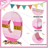 20 Inch Number 7 Piñata Pink Gold With 30 Inch Piñata Stick Blindfold Confetti For Boys Girls Adults Birthday Party Decorations, Anniversary Celebration, Fiesta