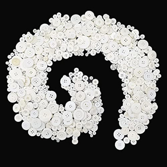 1600Pcs White Buttons For Crafts Assorted Sizes Button White In Bulk W
