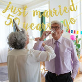 Just Married 50 Years Ago Banner, We Still Do Banner, 50Th Anniversary Party Decorations, Gold Glitter