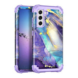 Galaxy S21 FE 5G Case, Three Layer Heavy Duty Shockproof Protection Hard Plastic Bumper + Soft Silicone Rubber Protective Case for Samsung Galaxy S21 FE 5G, Purple