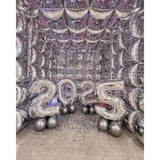 129pcs Metallic Silver Square & Garland Balloons Kit for Party Backdrop Decor