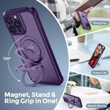 Magnetic Deep Purple Stand Case for iPhone 14 Pro