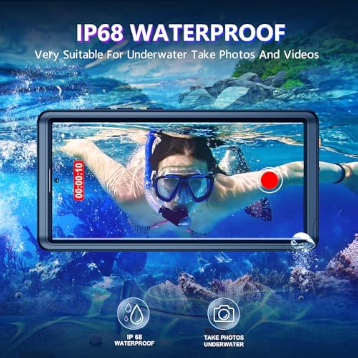 For Samsung Galaxy S23 Ultra Case Waterproof With Built-In Screen Protector 360 Full Body Shockproof Dustproof For Samsung S23 Ultra 5G Phone Case Heavy Duty Protective Black