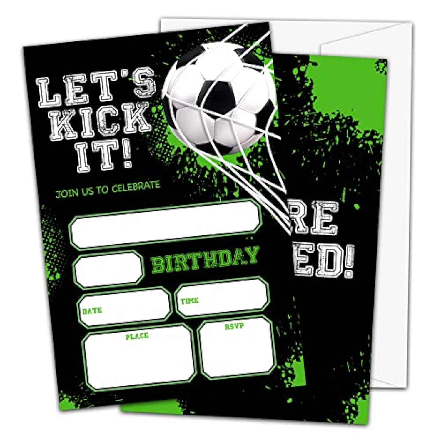 Soccer Birthday Invitations, Soccer Birthday Party Invitations For Boys Girls Kids, Football Sports Fill In Party Invites, Decorations, Favors, 20 Invitations With Envelopes (B06)
