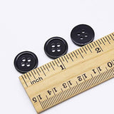 5/8 Inch 4 Holes Black Buttons 15Mm Sewing Round Button For Craft Pack