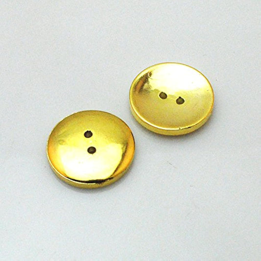 Gold Round Plastic Buttons 2 Holes Sewing Craft 25Mm 30Pcs