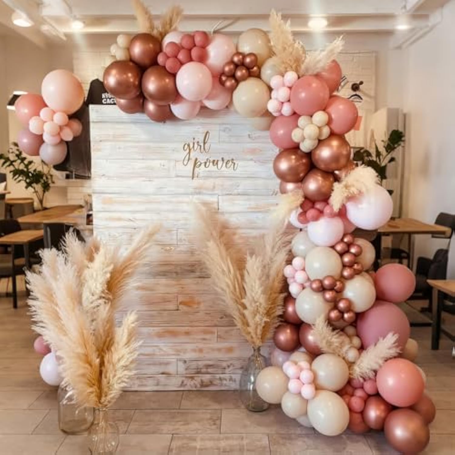 Blush & Rose Gold Balloon Garland Kit: Boho Baby Shower Decor