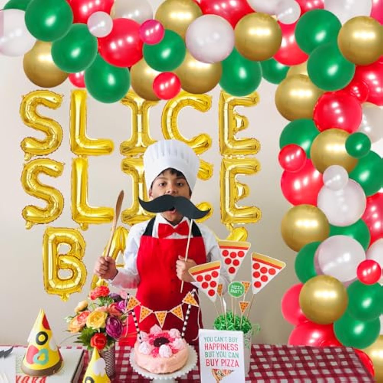 Pizza Party Decorations Kit - Balloon Garland Kit With Slice Slice Bab