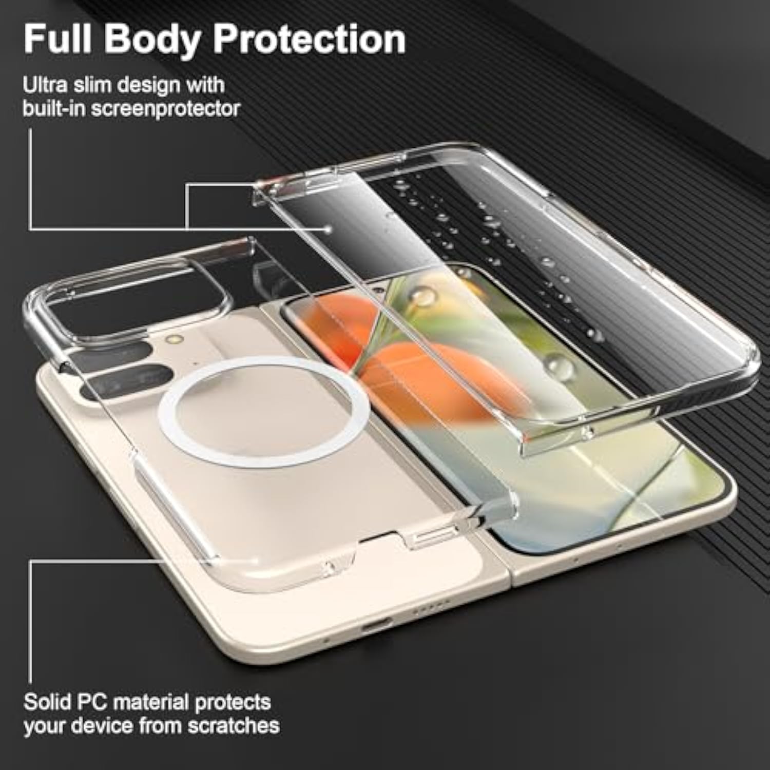 Case For Google Pixel 9 Pro Fold, Compatible With Magsafe, Built-In Cover Screen Protector, Clear Thin Hard Phone Case With Magnets For Pixel 9 Pro Fold - Transparent