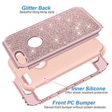 Designed For Iphone 8, Iphone 7 Case, Heavy Duty Full-Body Defender Protective Case Bling Glitter Sparkle Hard Shell Hybrid Shockproof Rubber Bumper Cover, Rose Gold