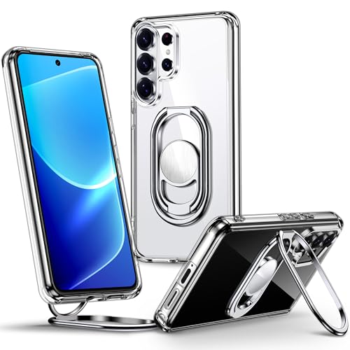 for  Galaxy S26 Ultra Case with Stand, Galaxy S26 Ultra Case Clear with Double Ring Holder [Adjustable & Foldable] Shockproof Protective Cover