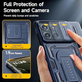 For Motorola Edge 2025 Case With Screen Protector, Slide Camera Cover & Kickstand, Lanyard Strap,Military Grade Shockproof Protective Heavy Duty Non-Slip Phone Case For Moto Edge 2025, Blue