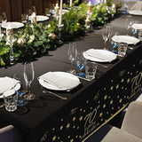 70Th Birthday Disposable Tablecloth 4 Pack Gold And Black Waterproof Plastic Table Cover For Men Woman 70 Birthday Party Decorations