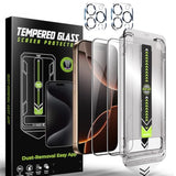 [2+1+2 Pack For Iphone 16 Pro Screen Protector With Camera Lens Protector, [Military Grade Shatterproof], Top 9H Tempered Glass, Full Edge Coverage, With Dust Free Easy Installation Tool